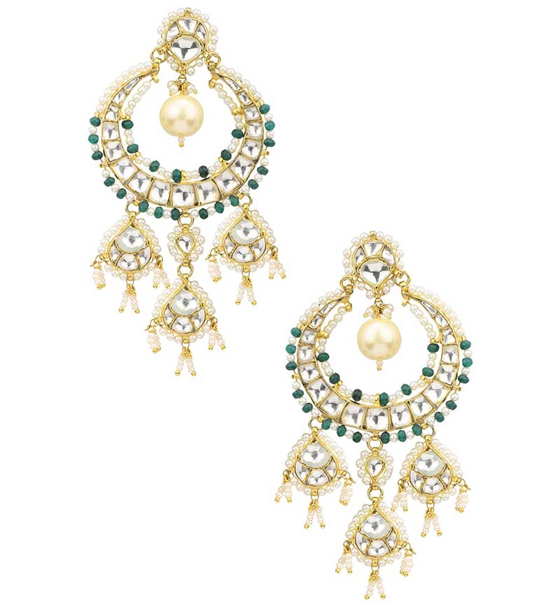 Green & White Beads Earrings