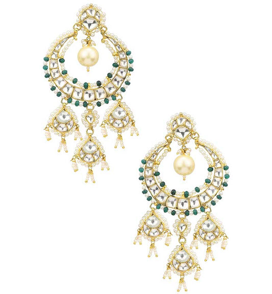 Green & White Beads Earrings