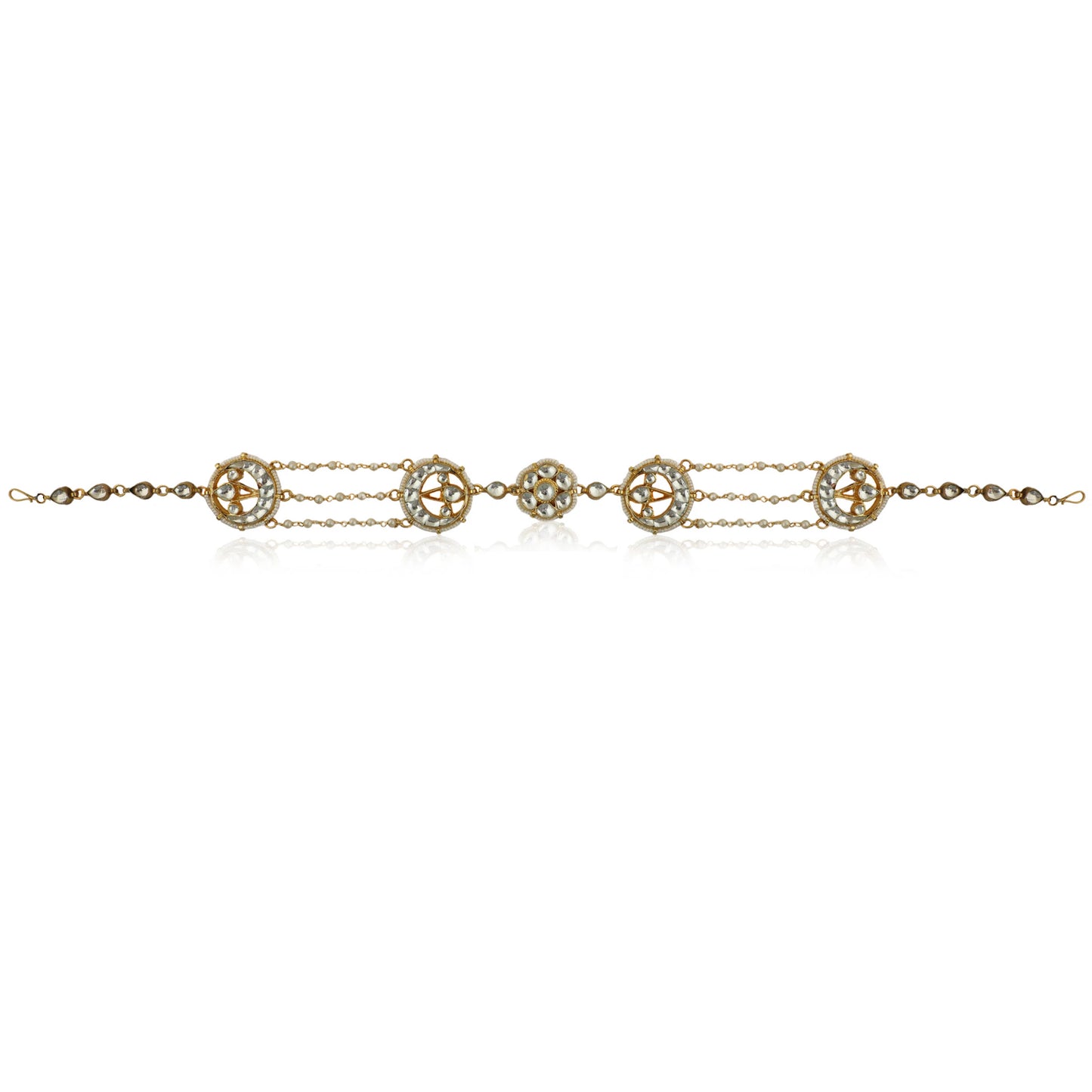 Mathapatti With Chand Peices And Pearl Lines
