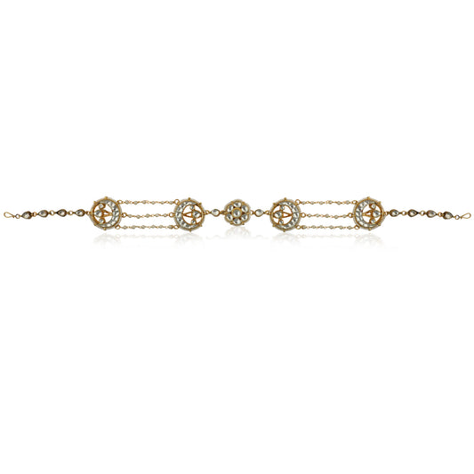 Mathapatti With Chand Peices And Pearl Lines