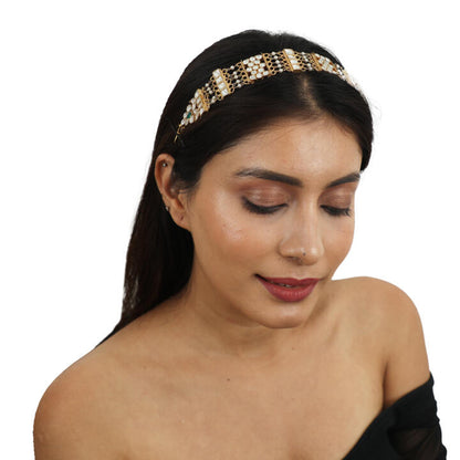 White And Green Hairband