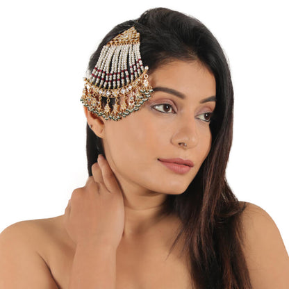 Green Meenakari White And Red Passa