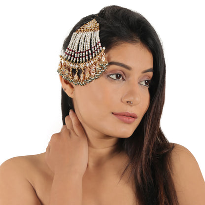 Green Meenakari White And Red Passa