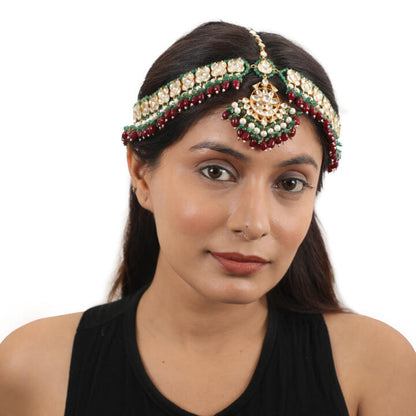 Sea Green And Maroon Hairband