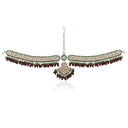 Sea Green And Maroon Hairband