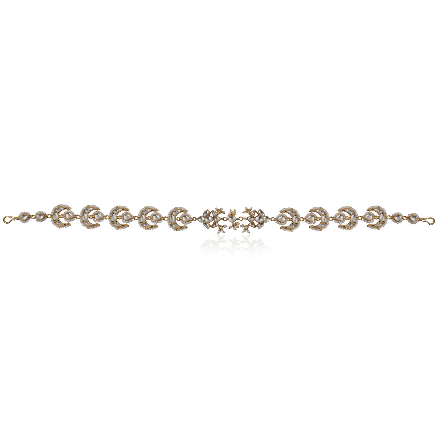 Chandshape Mathapatti Hairband Studded With White Jadtar Stones