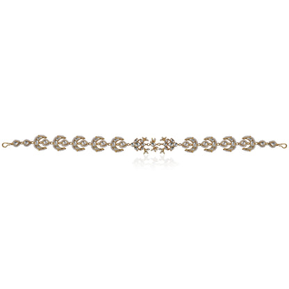 Chandshape Mathapatti Hairband Studded With White Jadtar Stones