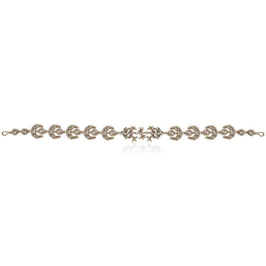 Chandshape Mathapatti Hairband Studded With White Jadtar Stones