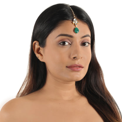 Green Drop White Small Maangtikka