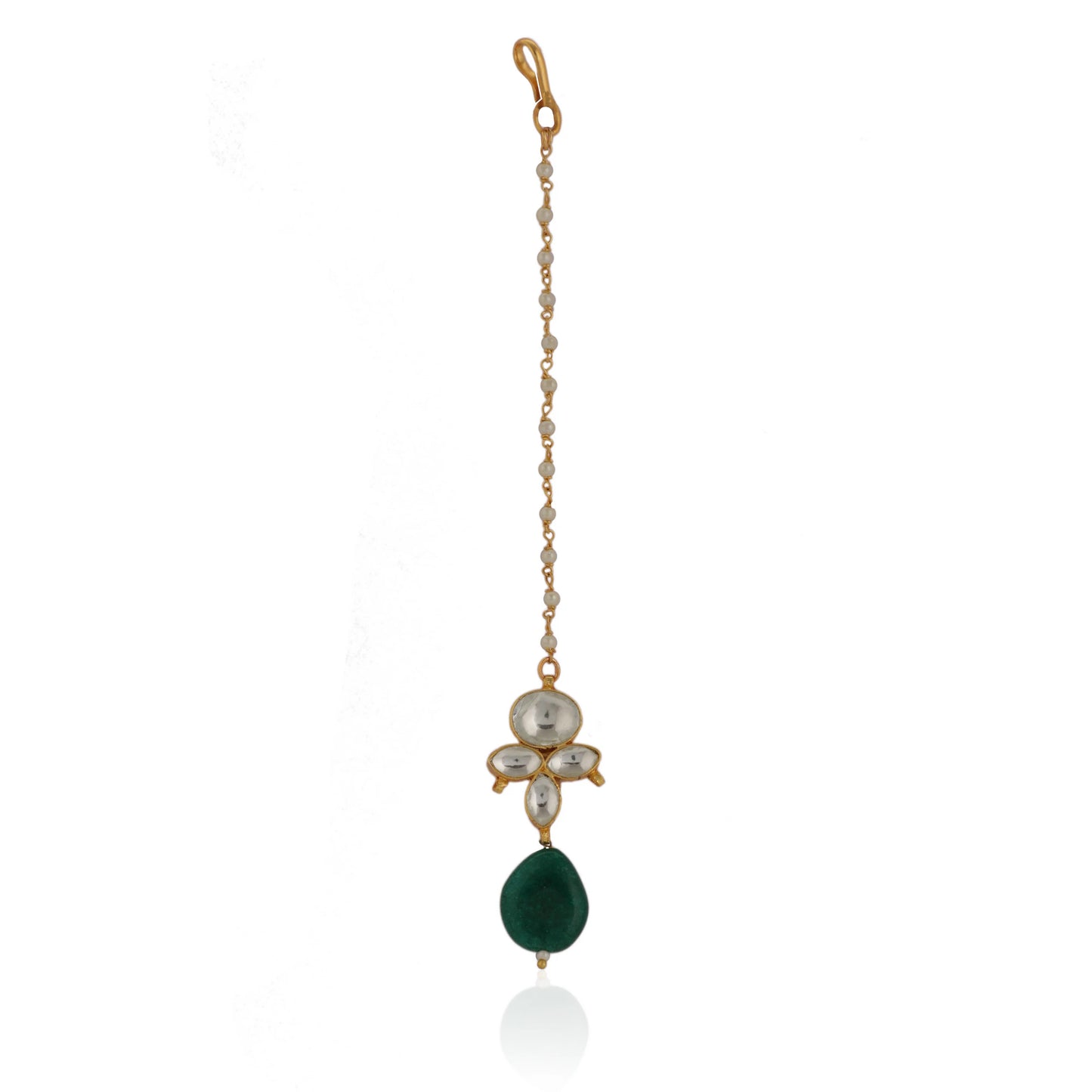 Green Drop White Small Maangtikka