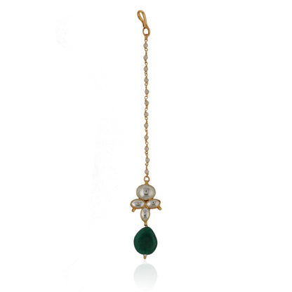 Green Drop White Small Maangtikka