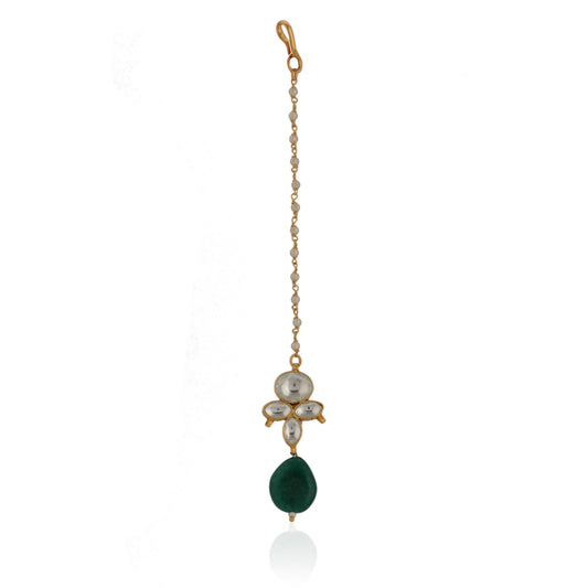 Green Drop White Small Maangtikka