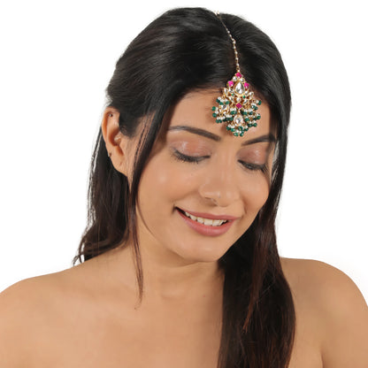 White And Pink Embellished Mangtikka