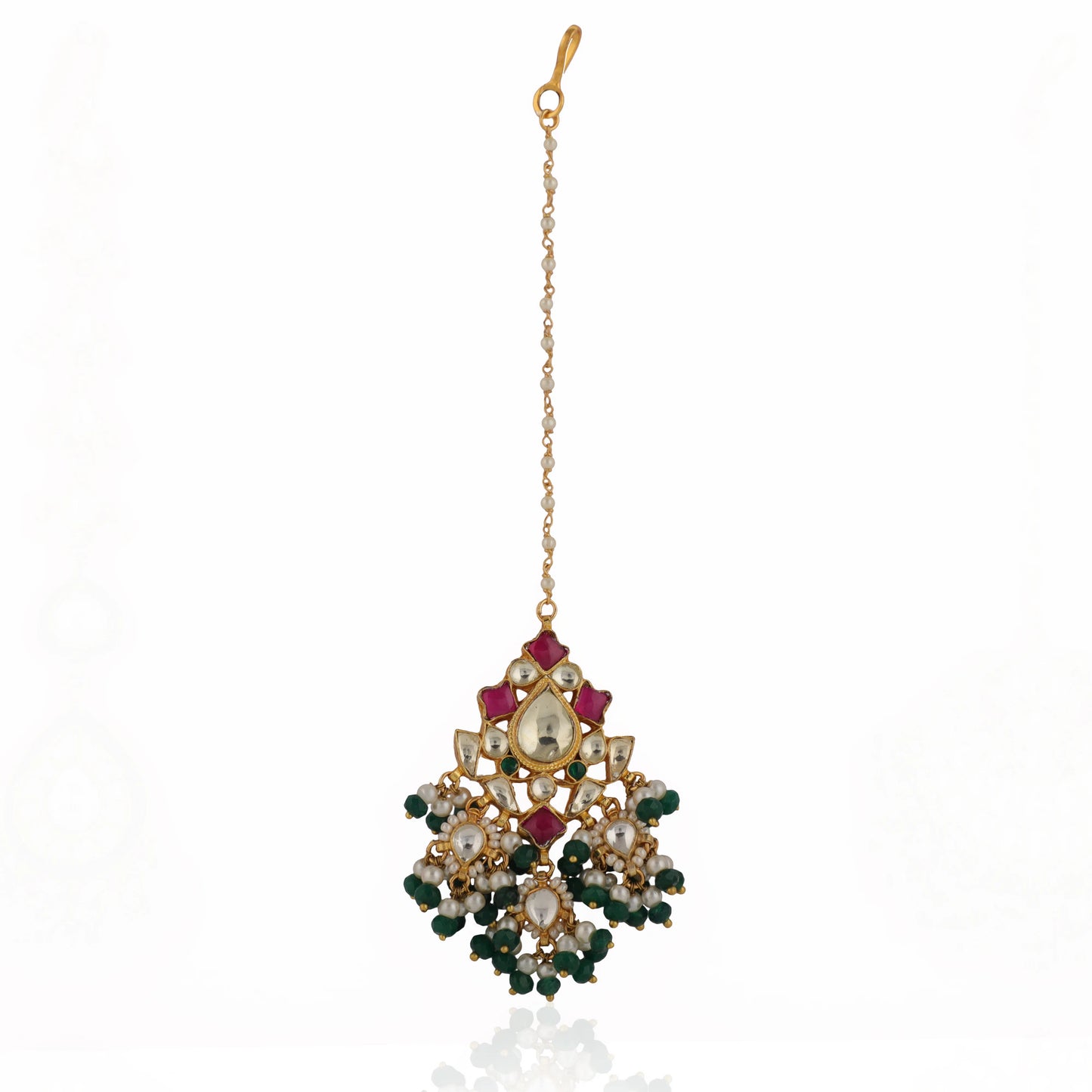 White And Pink Embellished Mangtikka