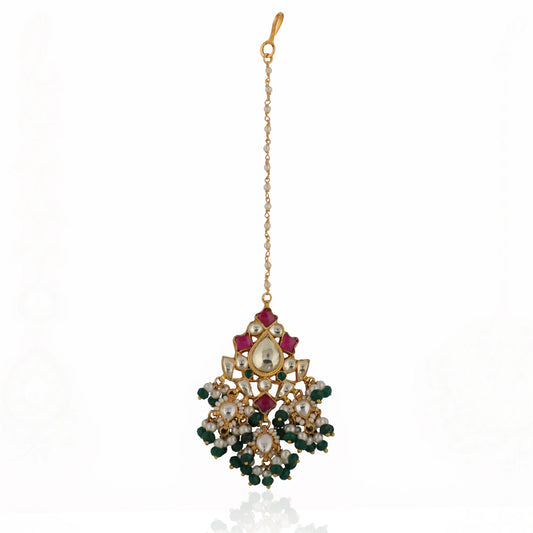 White And Pink Embellished Mangtikka