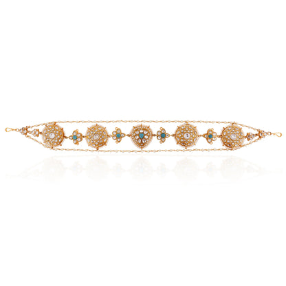 Firozi & White Jadtar Stone Hairband For Women