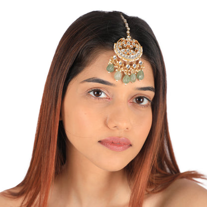Bridal Chand Tikka With Its Unique Jade Shade  And Intricate Mesmerizing Details