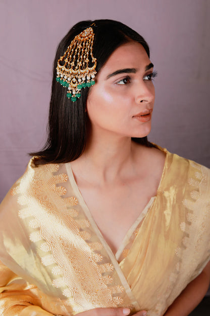 22kt Gold plated traditional handcrafted green passa