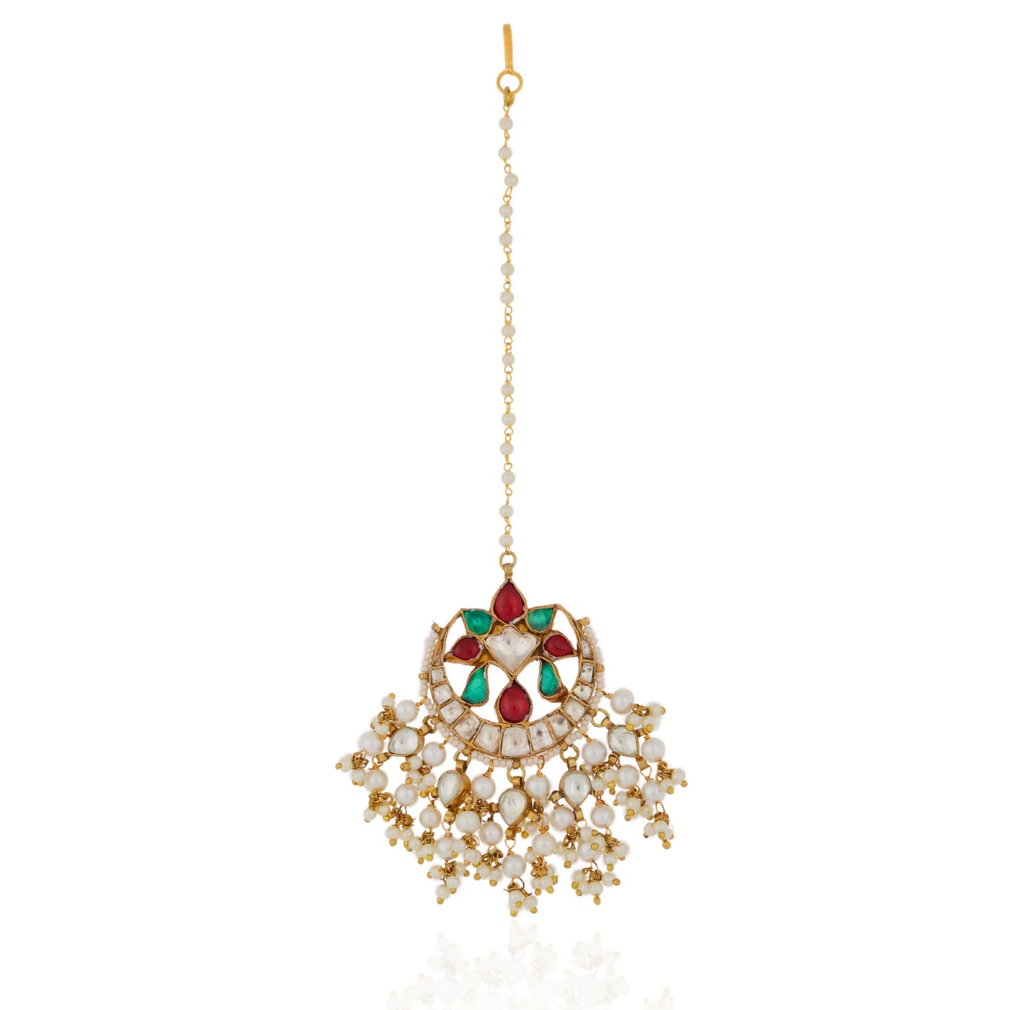 antique ethnic  chandshape tiika with ruby and emerald touch