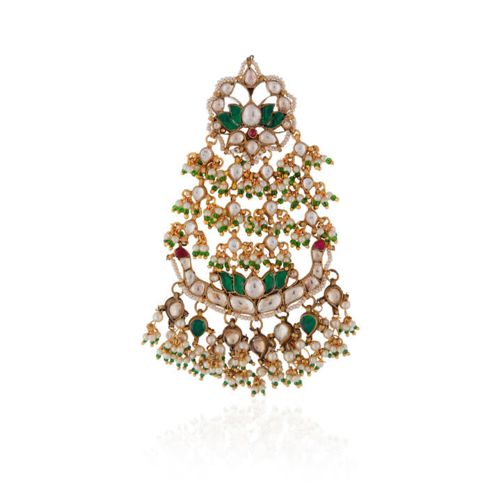 pink green floral passa with tiny pearl