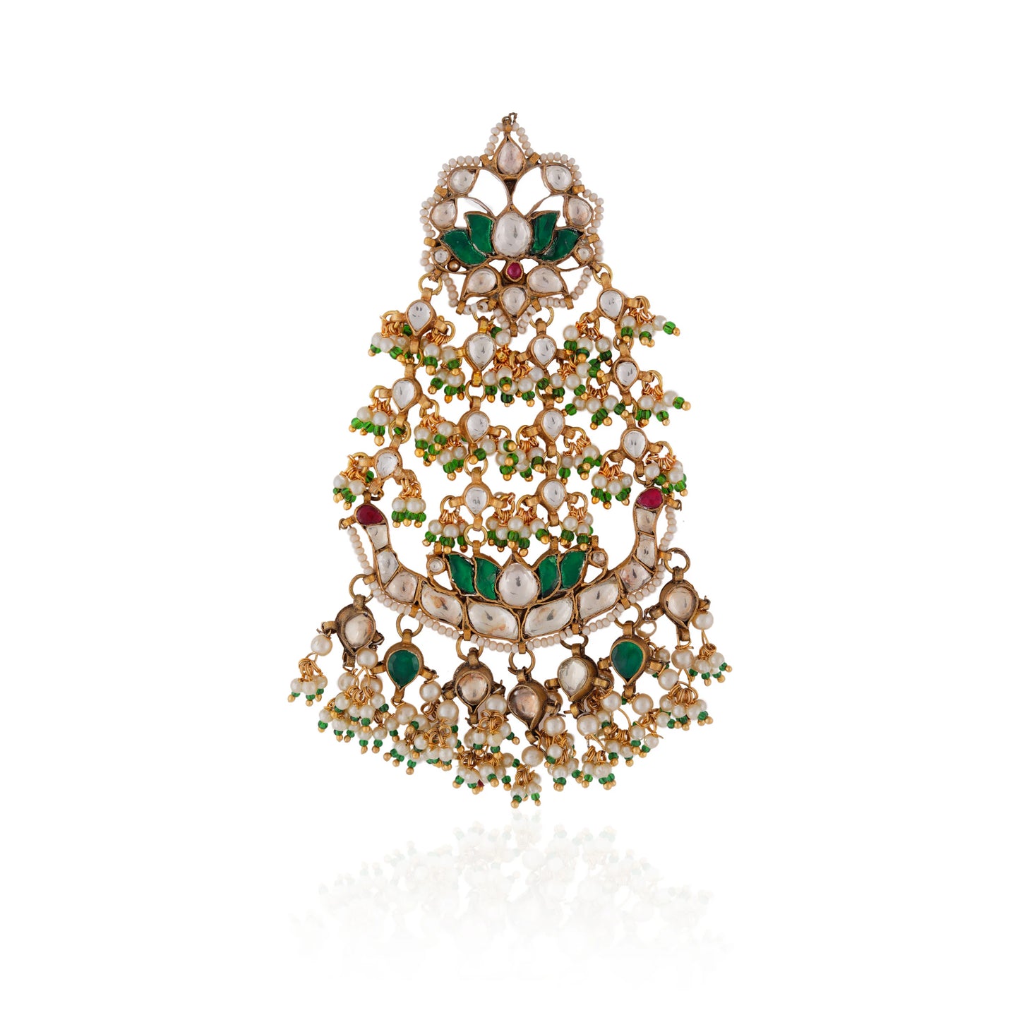 pink green floral passa with tiny pearl