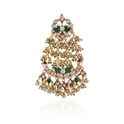 pink green floral passa with tiny pearl
