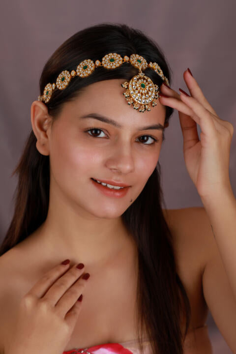 Green gold plated rajasthani mathapati