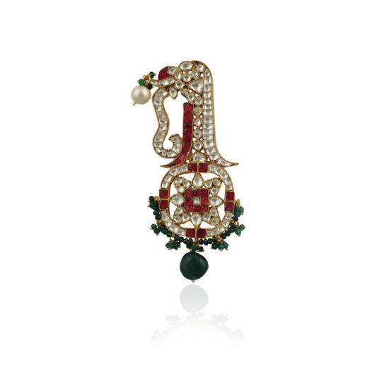 White And Pink Stone With Green Beads And Green Hangings Kilangi