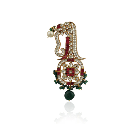 White And Pink Stone With Green Beads And Green Hangings Kilangi