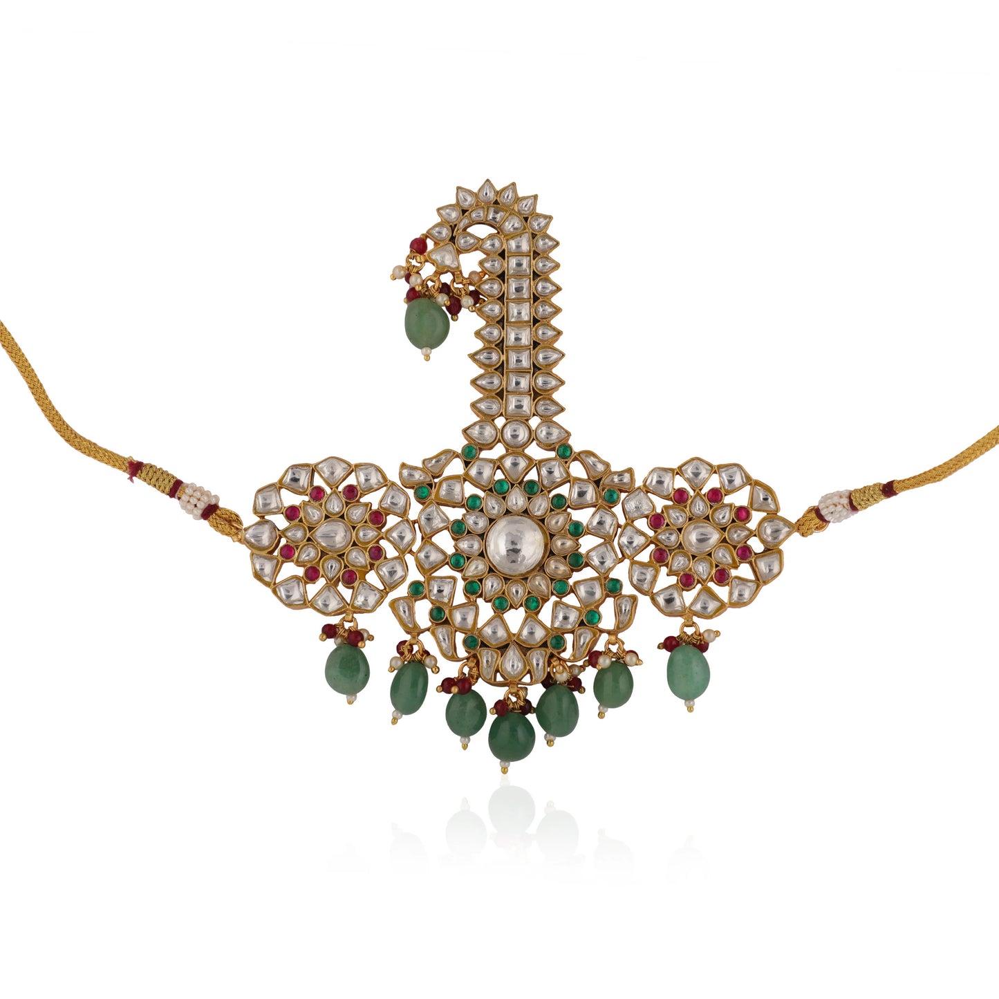 Pink And Green Three Layered Jadtar Kilangi