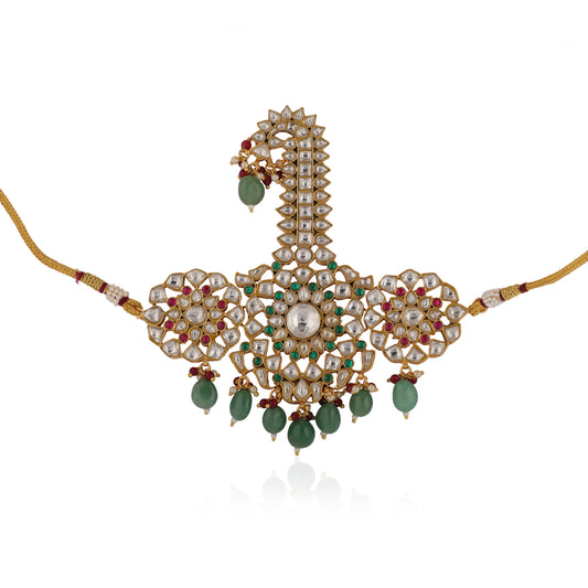 Pink And Green Three Layered Jadtar Kilangi