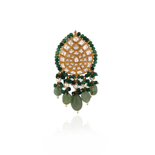 Sea Green & Dark Green Colored Brooch