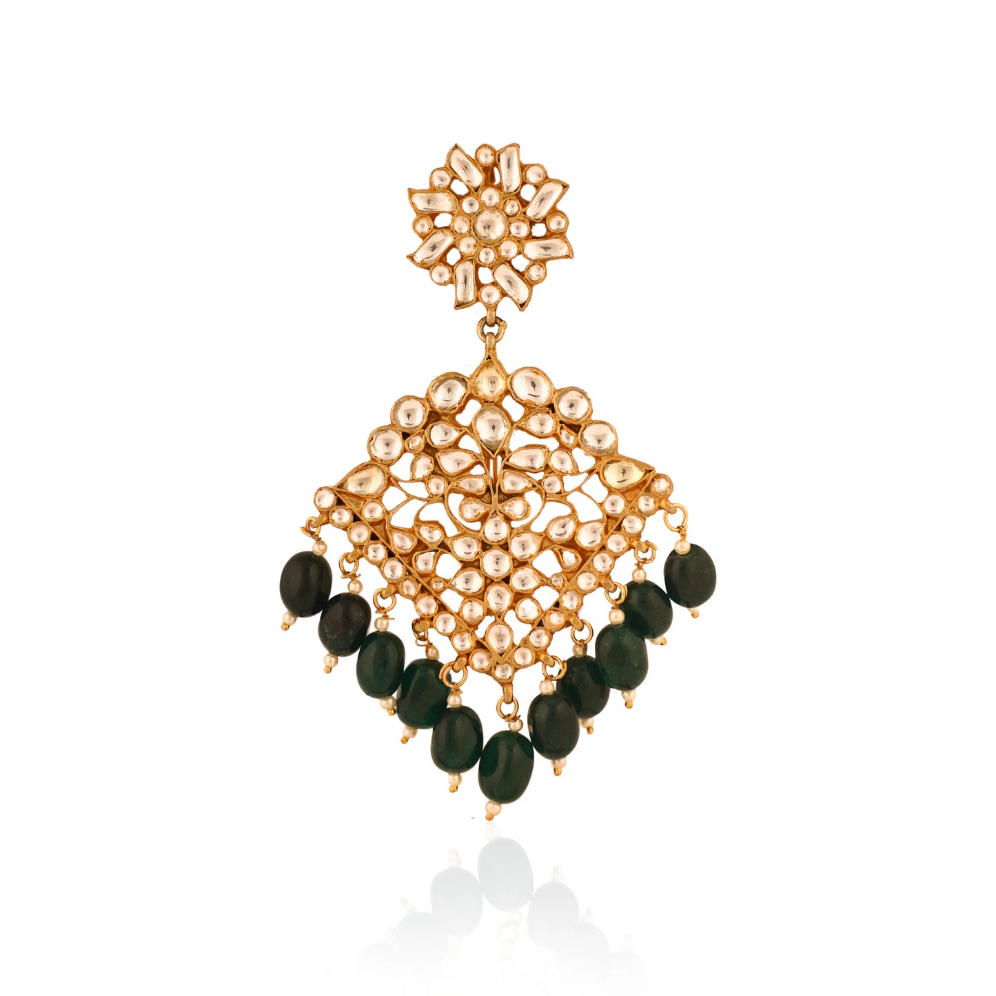 Riana Jewellery Gold Plated Green Emerald Bead White Brooch For Men