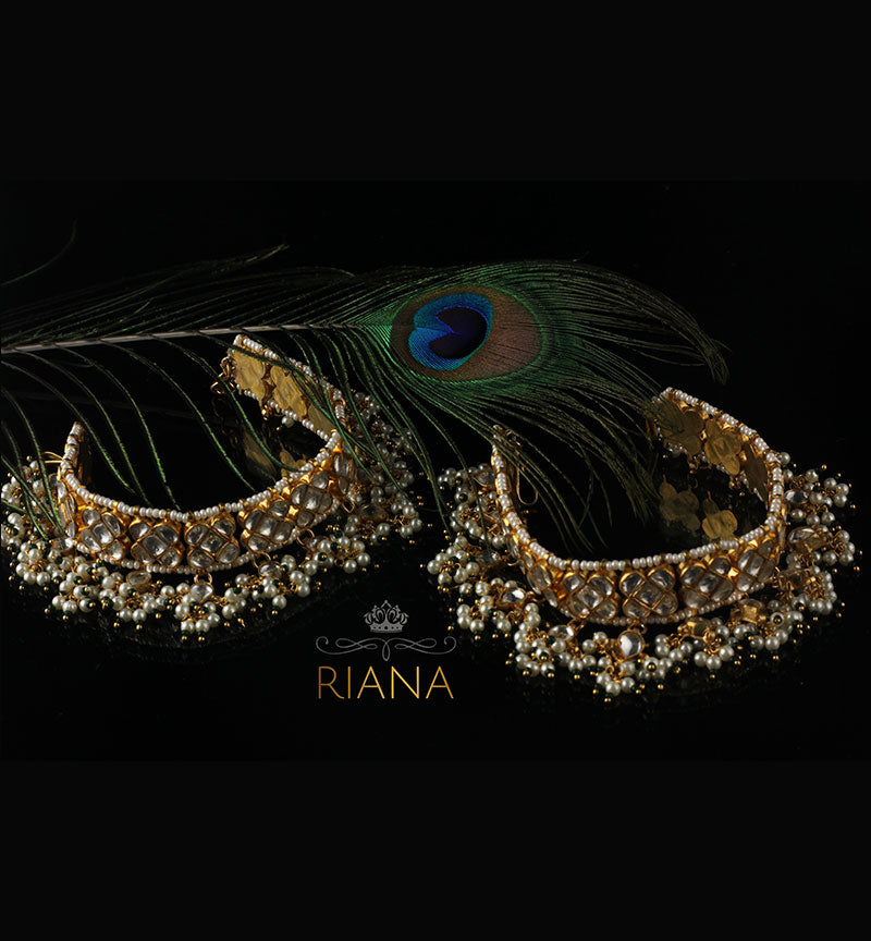 White kundan and beads studded Payal