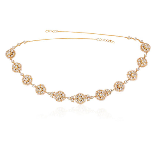 White Traditional Bridal Wear Floral Belt