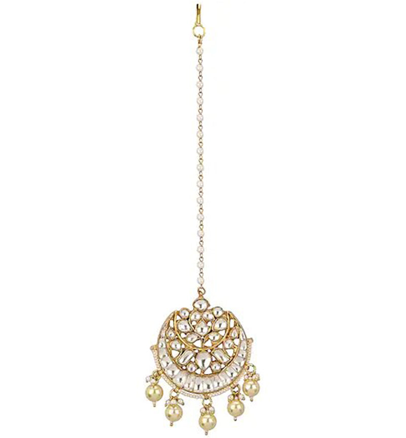 White Bridal Jadtar Multishapped Maang Tikka