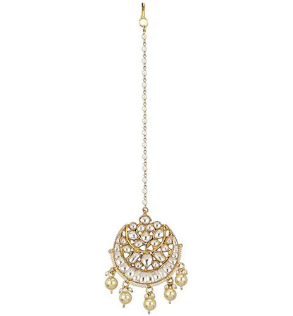 White Bridal Jadtar Multishapped Maang Tikka