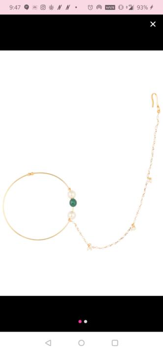 Green And White Pearl Nosering Of Gold Coating