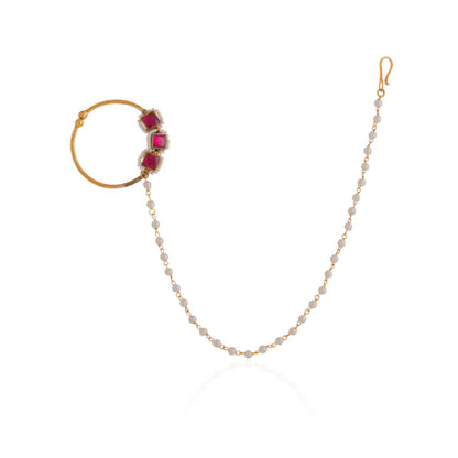 Pink square Gold plated Alloy nose ring