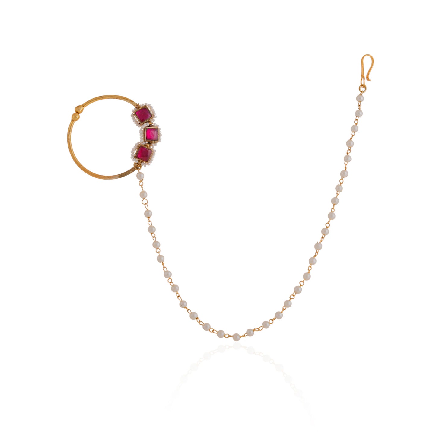 Pink square Gold plated Alloy nose ring