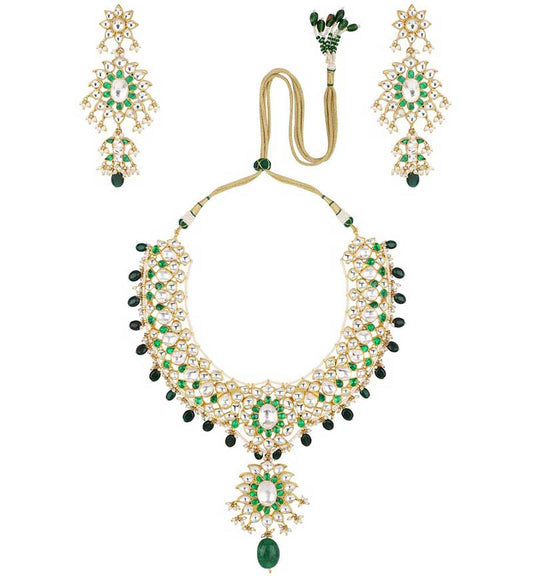 Bridal Necklace Detailed with jadtar stones and beads
