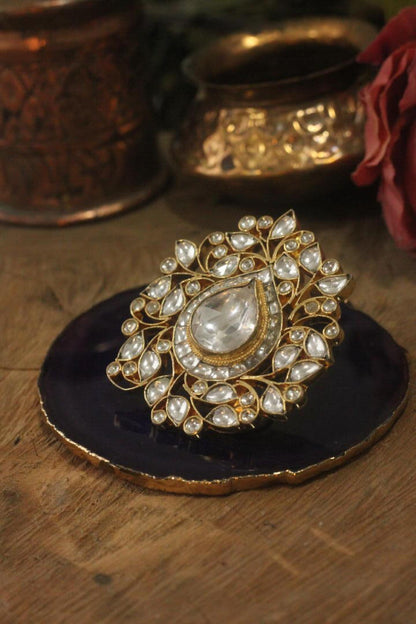 White Kundan Studded Ring