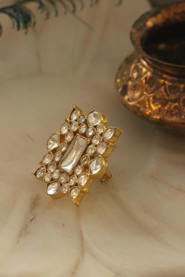 Rectangular Stone Studded Ring
