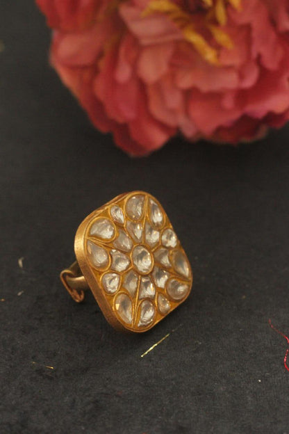 White Jadtar Stone Ring