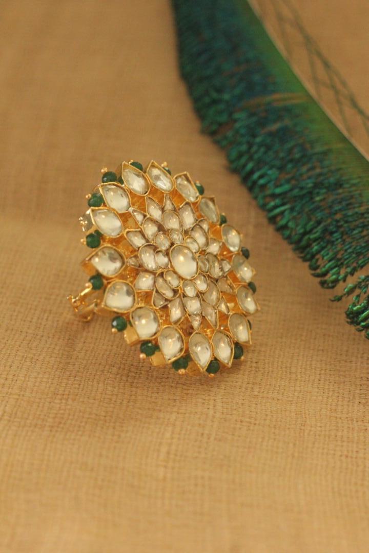 White &Dark Green Ring