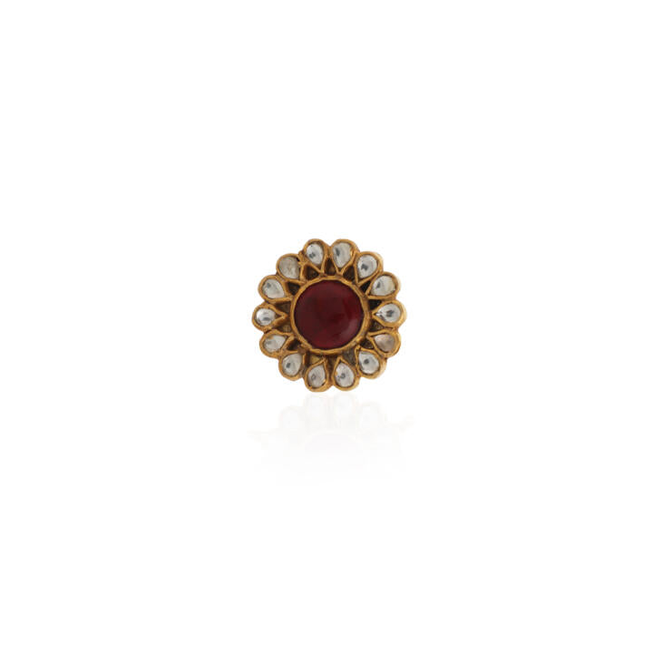 Floral Ring With Pink Centre Stone