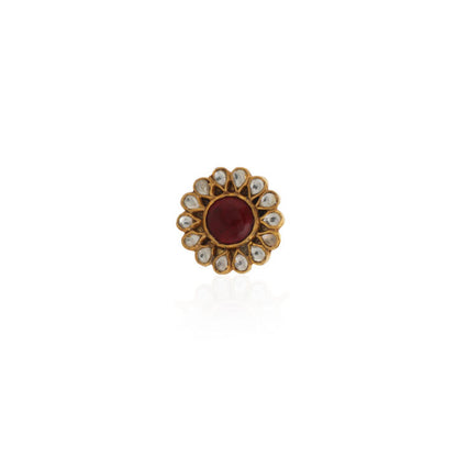 Floral Ring With Pink Centre Stone