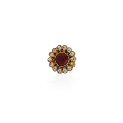 Floral Ring With Pink Centre Stone