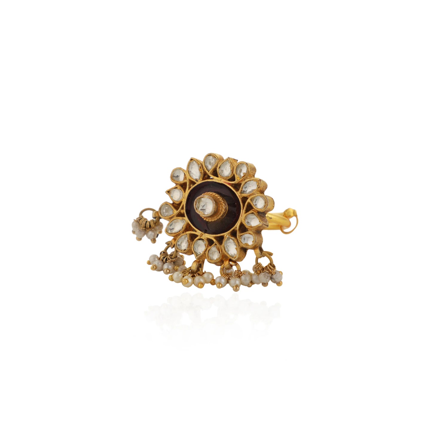 Brown Minawork Ring With White Hangings