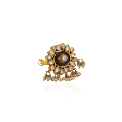 Brown Minawork Ring With White Hangings